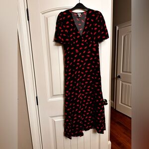 a new day Black Dress with Red Lip Pattern